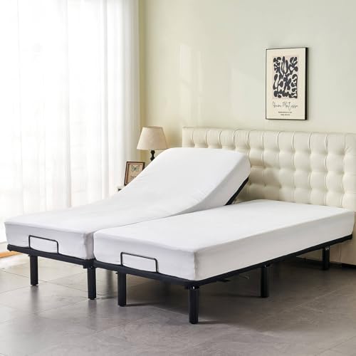 Kingnex Waterproof Split King Mattress Protector for Adjustable Beds Soft Cooling Bamboo Viscose Jersey Fitted Matress Cover Kingnex