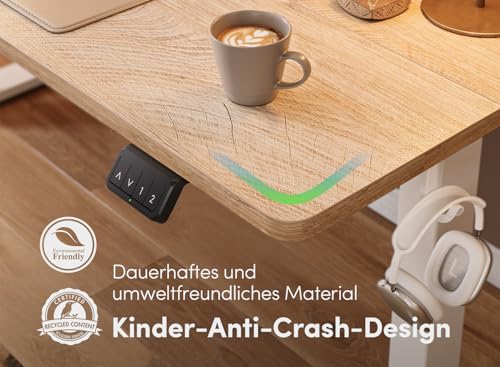 FEZIBO Standing Desk, Height Adjustable Computer Desk 48"x24", Sit Stand Workstation for Home Office,Oak FEZIBO