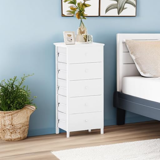 BOLUO Tall White Dresser Narrow Dresser Chest of Drawers Lingerie Chest Skinny Dressers for Closet,Bedroom Modern BOLUO