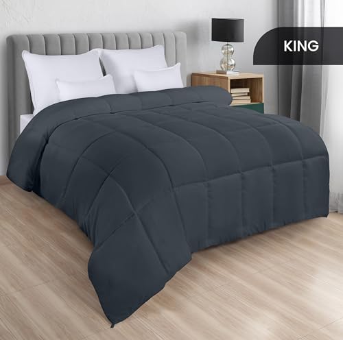 Utopia Bedding Comforters King Size, All Season Duvet Insert, Down Alternative Box Stitched Bed Comforter with Corner Tabs, Machine Washable (Grey) Utopia Bedding