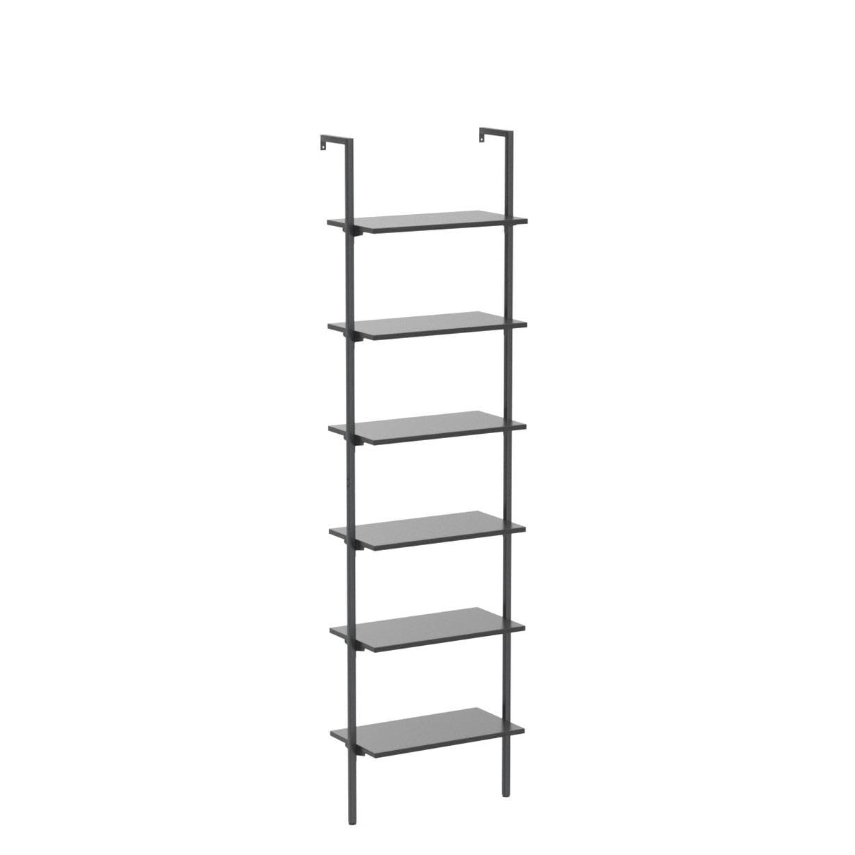 ODK 6-Tier Ladder Shelf, Book Shelf with Metal Frame, Bookcase for Living Room, Home Office, Kitchen & Bedroom, Space Saving Freestanding Organizer Rack, Black (10" D x 24" W x 87" H) ODK