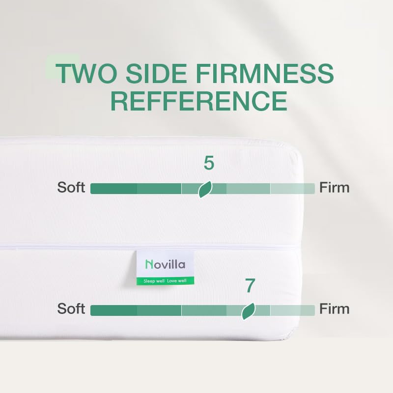 Novilla Twin Mattress, 6 Inch Foam Mattress in a Box, Double Side Sleep Twin Size Mattress with Breathable Fabric Cover for Back & Side Sleeper, Flippable Mattress with Air Zone Novilla