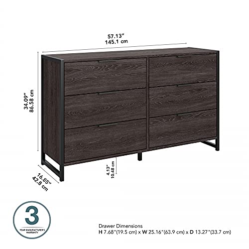 Bush Furniture Atria Bedroom 6 Drawer Dresser, Charcoal Gray Bush Business Furniture