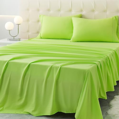 Homilay Twin Size Bed Sheet Set - 3 Piece Soft Microfiber Sheets with Deep Pockets, Cooling Technology, and Wrinkle-Free Pillowcase. Hotel-Quality, Durable Bedding, Sharp Green Homilay