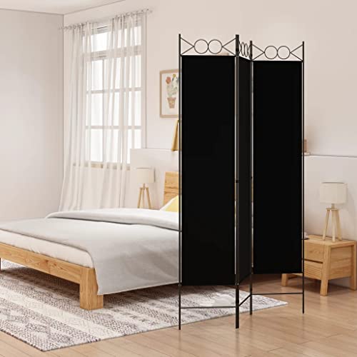 vidaXL 3-Panel Room Divider - Black 47.2"x78.7" Fabric - Versatile Decorative Screen for Indoor Privacy, Sunlight Blocker, Easy to Install and Store vidaXL