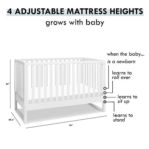 Davinci Hunter 3-in-1 Convertible Crib, White, Easy Assemble, Greenguard Gold Certified DaVinci