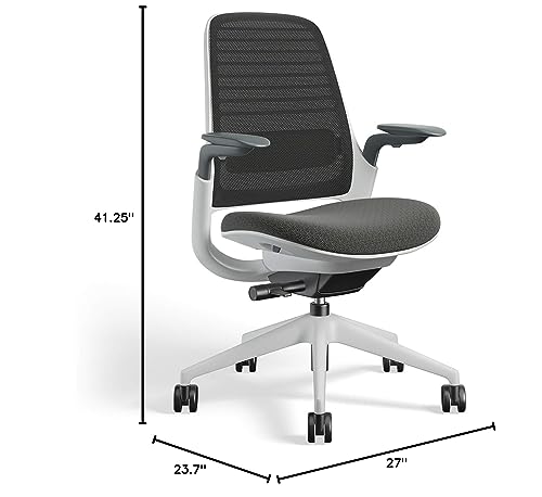 Steelcase Series 1 Office Chair - Ergonomic Work Chair with Wheels for Carpet - Helps Support Productivity - Weight-Activated Controls, Back Supports & Arm Support - Easy Assembly - Graphite, Light Steelcase