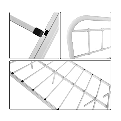 HOMERECOMMEND Multi-Purpose Metal Daybed Frame Heavy Duty Metal Slats Sofa Bed Platform Mattress Foundation Economic Day Bed White Color Twin Size. HOMERECOMMEND