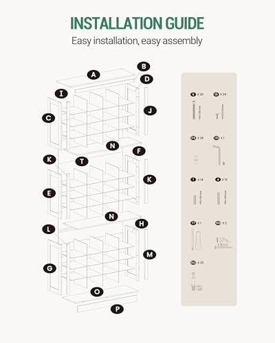 Hzuaneri Shoe Storage Cabinet, 48 Pairs Free Standing Closet Organizer, 9 inch Widened Cell Wood Shoe Organizer, 12 Tiers Vertical Space Saving Shoe Rack for Entryway, Cloakroom, White SR39603X Hzuaneri