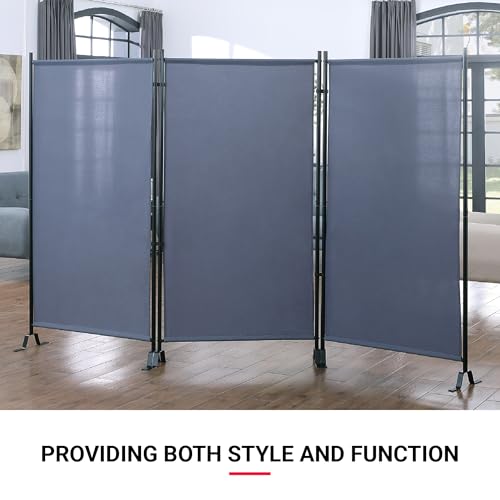 Proman Products - Galaxy Section Divider, Water Repellent Fabric Room Divider with Black Powder Coated Metal Frame for Indoors or Outdoors (Grey) Proman Products