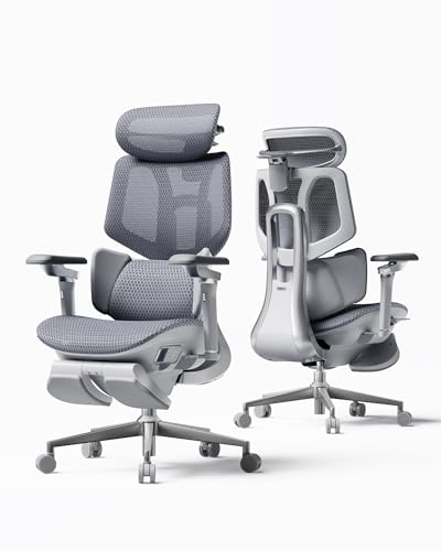 Hbada X7 Smart Ergonomic Chair, Office Chair, with Fully Automated Lumbar Tracking, 4D Adjustable Headrest, 720ยฐ Adjustable Armrests, Ventilated Seat Cushion, Swivel, Grey Hbada