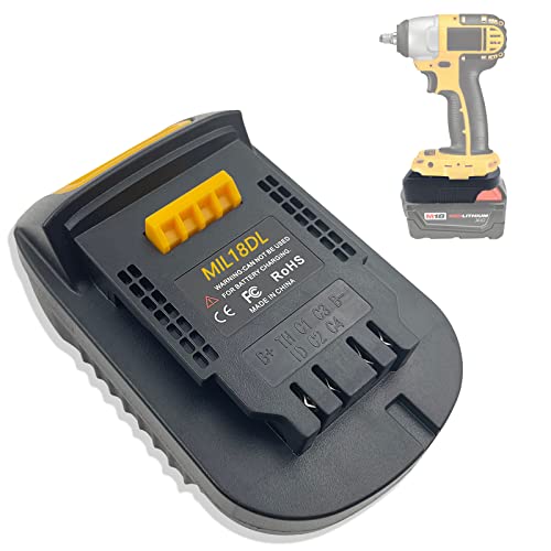 MIL18DL Battery Adapter Compatible for Milwaukee M18 18v Lithium Battery, Work Compatible with Dewalt 20v Cordless Power Tools, Converts for Milwaukee Battery to Dewalt Battery Echoyee