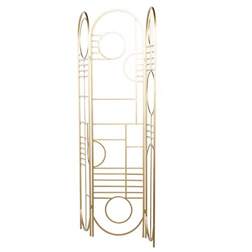 Deco 79 Metal Geometric Room Divider Screen - Hinged Foldable Arched Partition 3 Panel Privacy Screen, 50" x 1" x 69", Gold Deco 79