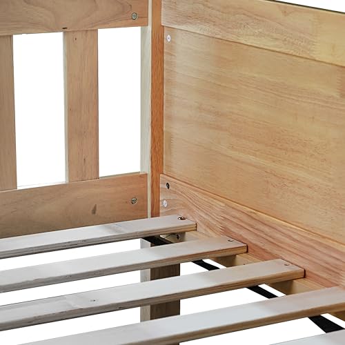 PVWIIK Twin Over Twin Over Twin Wood Bunkbeds for Dorm, Bedroom,Guest Room,Triple Bunk Bed w/Ladder & Guardrails,Detachable Bunk Bed & No Box Spring Needed,Easy Assembly, Oak PVWIIK