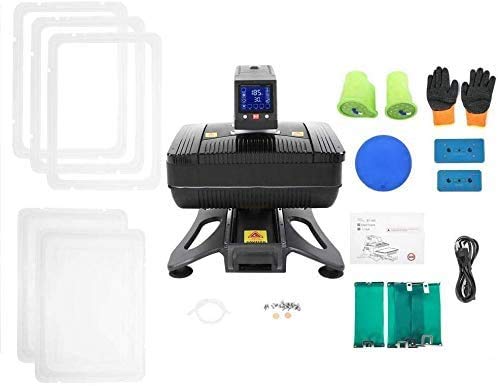 US Stock Multifunctional 110V All in 1 Auto Open Pneumatic T Shirt Heat Press Machine 3D Sublimation Vacuum Heat Transfer Machine for Phone Cases,Plate Bottles, Mugs Black WoodArtSupply