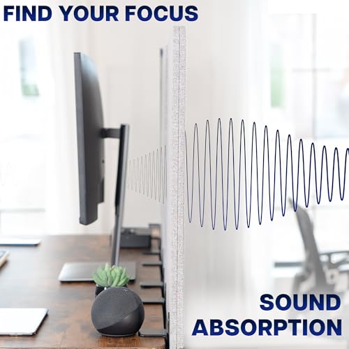 VIVO Clamp-on 59 x 46 inch Desk Privacy Panel, Sound Absorbing Cubicle Dividers, 3 Acoustic Partitions, Above and Below Desktop, Gray, PP-3-C060G VIVO
