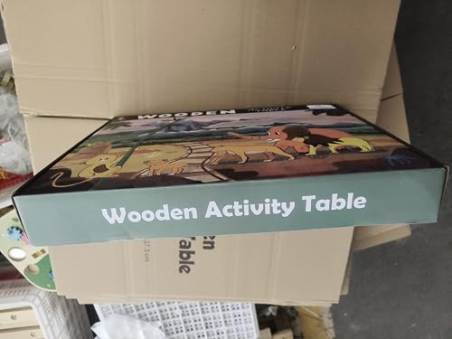 oathx Activity Table for 1+ Year Old, 9 in 1 Wooden Montessori Toys with Bead Maze Shape Sorter Flip Mirror Train Toy, Baby Sensory Play Table Toddler Toys 1st Birthday Gifts for Girls Boys Kids oathx