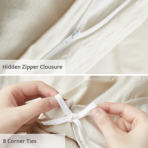 Oli Anderson Beige Duvet Cover King Size - Pleated King Duvet Cover, 3PCS Soft and Breathable Textured Bedding Set with Zipper Closure(Beige,104"x90") Oli Anderson