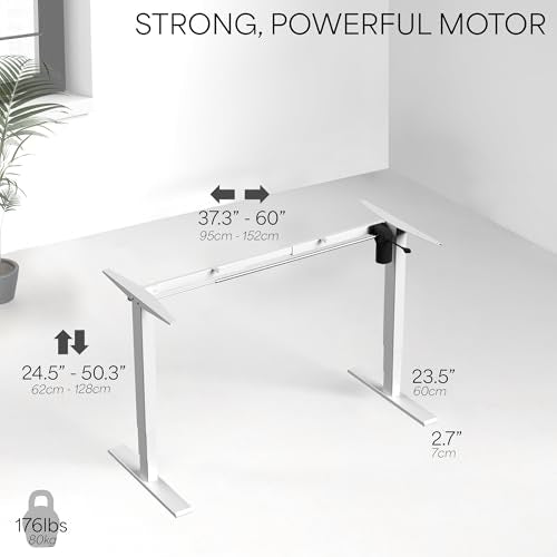VIVO Electric Stand Up Desk Frame Workstation with Memory Touch Pad, Single Motor Ergonomic Standing Height Adjustable Base, White, DESK-V102EW VIVO