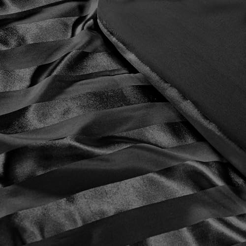 Whale Flotilla 3-Piece Reversible Silky Soft King Size Comforter Set, Luxury Stripe Satin Oversized Comforter Bedding Set with 2 Satin Pillowcases, Lightweight Duvet for All Seasons, Black Whale Flotilla