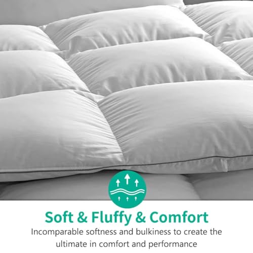 APSMILE Lightweight King Size Down Feather Fibers Comforter, Fluffy Duvet Insert for Warm/Hot Sleepers - Ultra-Soft High Fill-Power Hotel Collection Comforter, 39 Oz Duvet Blanket(White, 106"x90") APSMILE