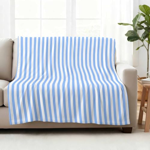 Light Blue Stripe Throw Blanket,Soft Cozy Flannel Blankets Modern Minimalist Style Plush Bedding Throws Lightweight Fleece Blanket for Bed Sofa Couch Home Decor 40x50in Quibro Zynth
