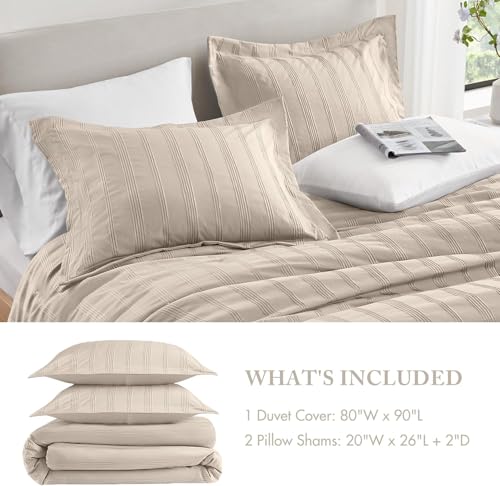 Madison Park Essentials Striped Duvet Cover Set Full, Modern Minimalist Bedding Set with Premium Jacquard Stripe, 3 Pieces Duvet Cover Reversible with Zipper Closure & Corner Ties,Neutral Madison Park Essentials