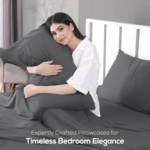 Utopia Bedding Full Sheet Set - Jersey Knit Sheets 4 Piece – Cotton – Soft T-Shirt Stretchy Sheets (Heather Dark Grey) Utopia Bedding