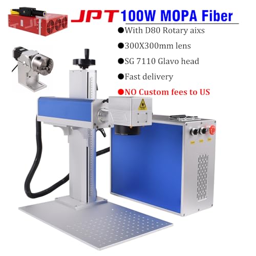 US Stock 100W Fiber Laser Marking Machine Engraver 300x300MM Lens for Metal Jewelry Oabduz