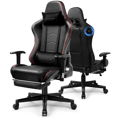 GTPLAYER Gaming Chair,Gamer Chair with Bluetooth and Adjustable Backrest,Seat Height Adjustable Computer Chairs with 3D Armrests,Video Game Chair with Footrest Speakers (Black) GTPLAYER