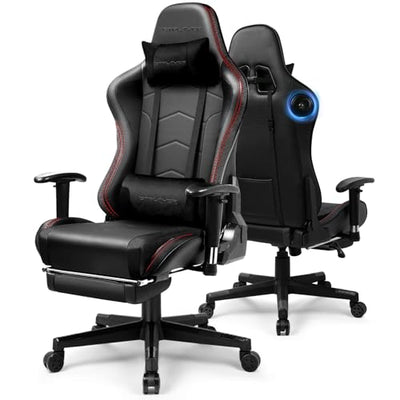GTPLAYER Gaming Chair,Gamer Chair with Bluetooth and Adjustable Backrest,Seat Height Adjustable Computer Chairs with 3D Armrests,Video Game Chair with Footrest Speakers (Black)