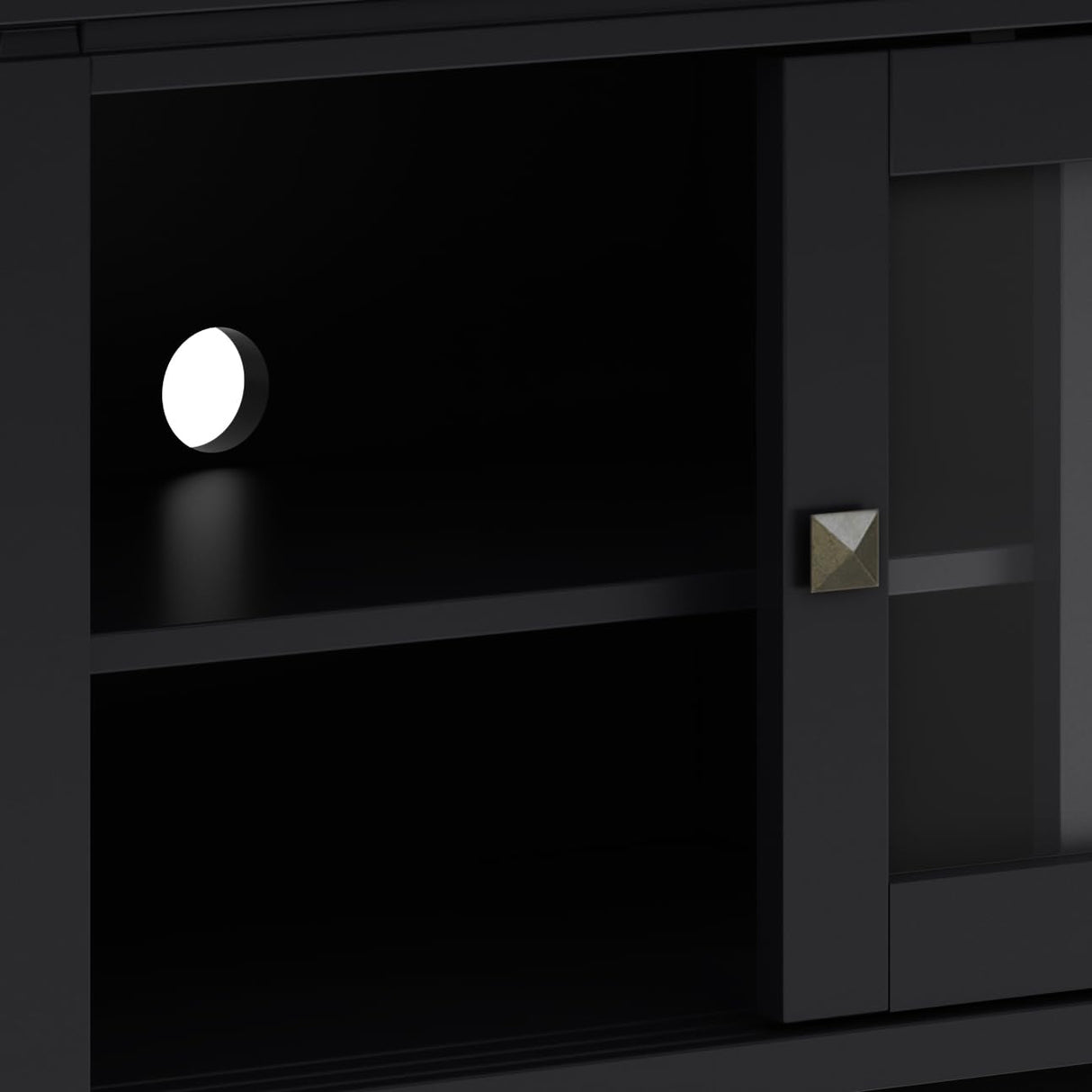 SIMPLIHOME Cosmopolitan SOLID WOOD 48 Inch Wide Contemporary TV Media Stand in Black for TVs up to 55 Inch, For the Living Room and Entertainment Center SIMPLIHOME