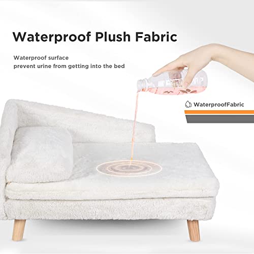 BingoPaw Elevated Pet Bed,Nordic Pet Stool Bed with Cozy Pad Waterproof,Pet Chair with Sturdy Wood Legs for Small Dog Kitten BingoPaw