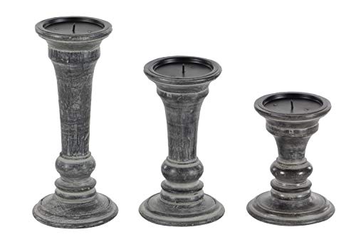 Deco 79 Candle Holder, S/3 10", 8", 6"H, Black Deco 79