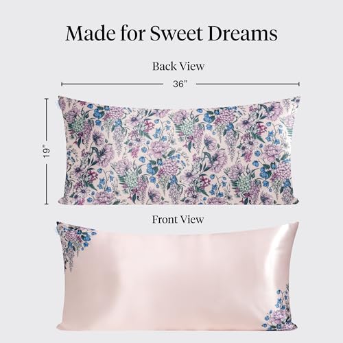 Bridgerton x Kitsch Satin Pillowcase with Zipper for Hair & Skin - Softer Than Silk Pillow Cases, Cooling Satin Pillow Case, Wrinkle-Free - King Size Satin Pillow Case (19x36) - Wisteria Kitsch