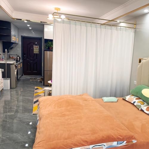 GODNOEI U-Shape Room Divider Privacy Partition Curtains Metal Support Wall Mounted Curtains for Fitting Room Beauty Salon Bedroom Hospital SPA (7.2ft Black) GODNOEI