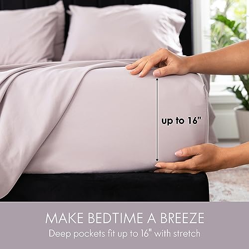 ClevaHome Queen Size Sheet Set - 6 Piece Soft Breathable Luxury Bed Sheet Set - Shrinkage & Fade Resistant Embroidered Bedding Sheet with Deep Pocket, 2 Extra Pillowcases (Queen, Purple Dove) Cleva