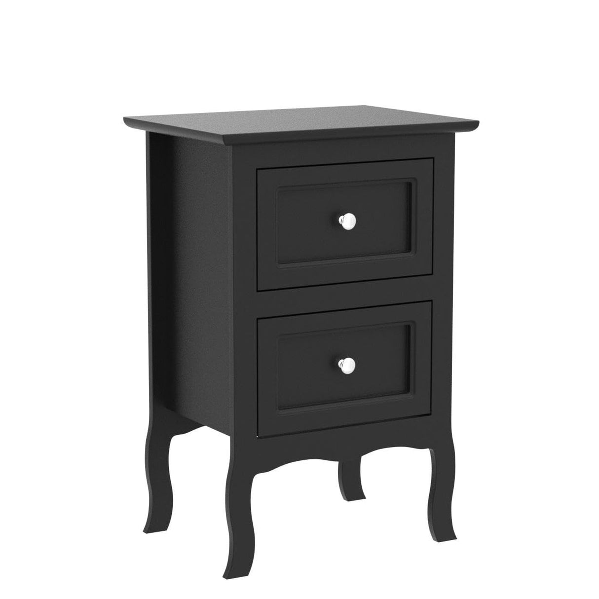 Karl home Black Nightstand Set of 2 for Bedroom, Vintage Small Night Stand with Drawers, Farmhouse Side Table, Wooden End Tables with Curved Legs for Office, Mid-Century Karl home