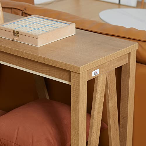 HOMCOM Console Table, Farmhouse Entryway Table with Storage Slatted Shelf, Rustic Sofa Table with Anti-Tipper for Living Room, Hallway, Brown HOMCOM