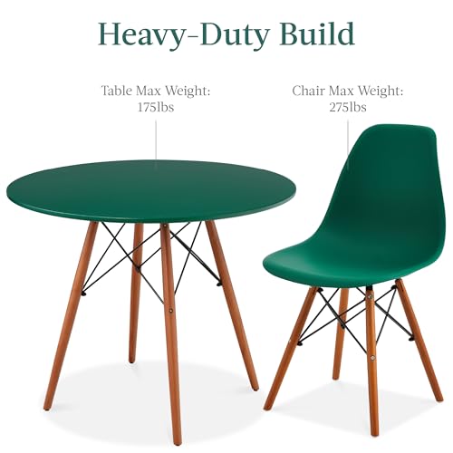 Best Choice Products 5-Piece Dining Set, Compact Mid-Century Modern Table & Chair Set for Home, Apartment w/ 4 Chairs, Plastic Seats, Wooden Legs, Metal Frame - Dark Green/Walnut Best Choice Products