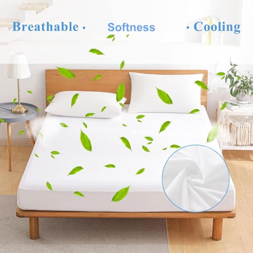 2 Pack Softhour Full Size Waterproof Mattress Protector, Stretch to 21'' Deep Pocket, Soft Breathable, Ideal for Home & Commercial Use Softhour