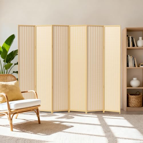 6 Panel Room Divider and Folding Screen,Bamboo Room Divider for Room Separation,67" H x 92.1" W COCOSICA
