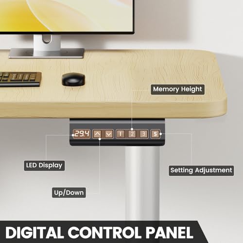 Flycity Electric L Shaped Standing Desk Adjustable Height, 63" x 55" Corner Stand Up Table, Home Office Desk, Dual Motor Sit Stand Desk, Computer Desk with 3 Memory Preset & Lock, Maple Flycity