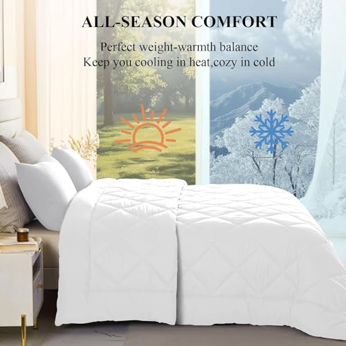 120x98 Oversized King Comforter,Super King Size Comforter Oversized, All Season Soft Lightweight Quilt Down Alternative Duvet Insert with 8 Corner Tabs(120x98, White) MIOTO