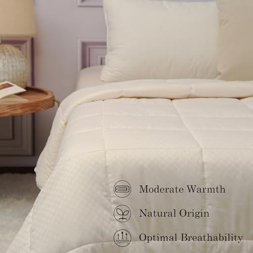 CUDDLE DREAMS Wool Comforter Duvet Insert, 100% Australian Wool Filling with Soft Noiseless Cotton Shell, Natural Warmth (Midweight for All Season, Twin) CUDDLE DREAMS