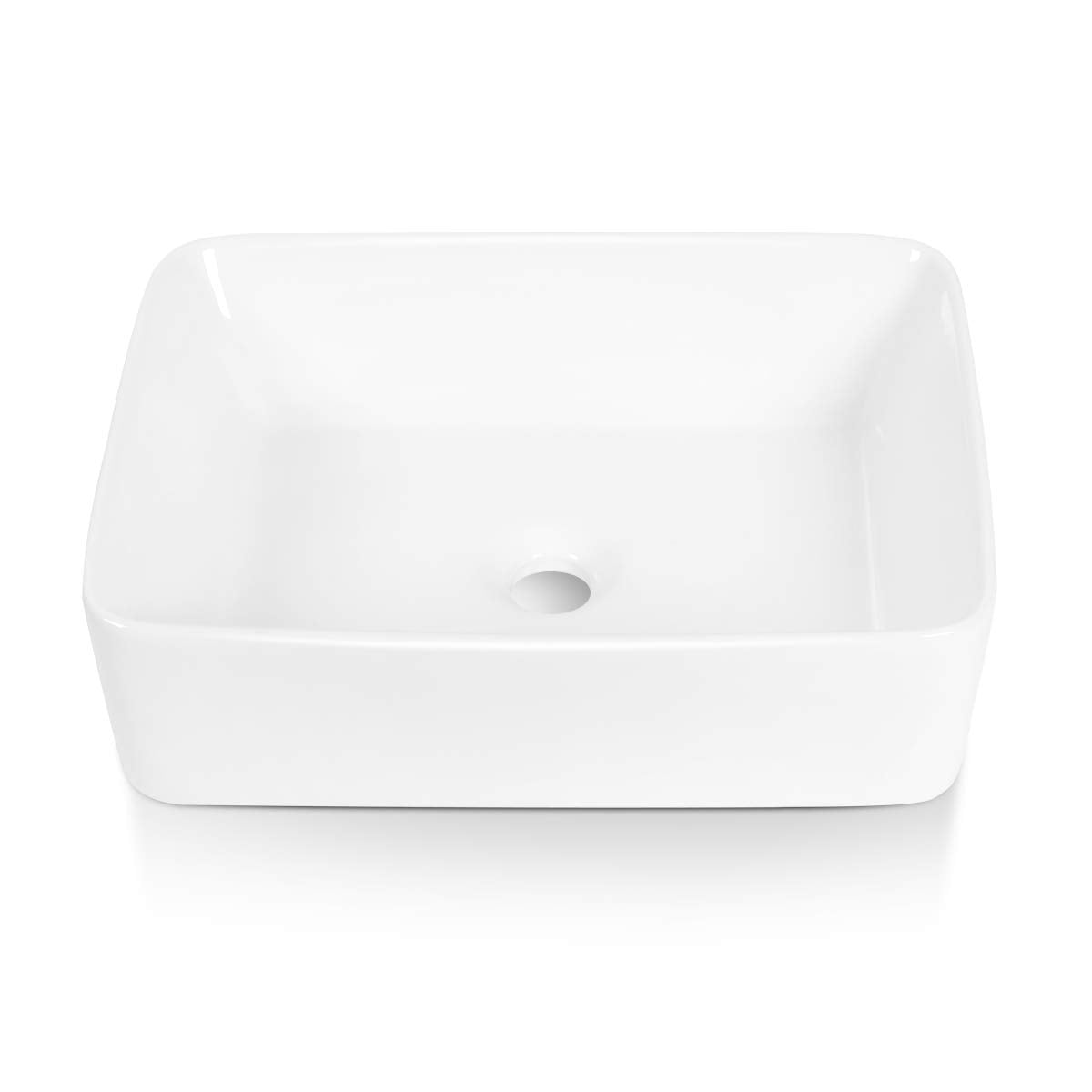 Sinber 19" x 15" x 5.31" White Rectangular Ceramic Countertop Bathroom Vanity Vessel Sink BVS1915A-OL Sinber