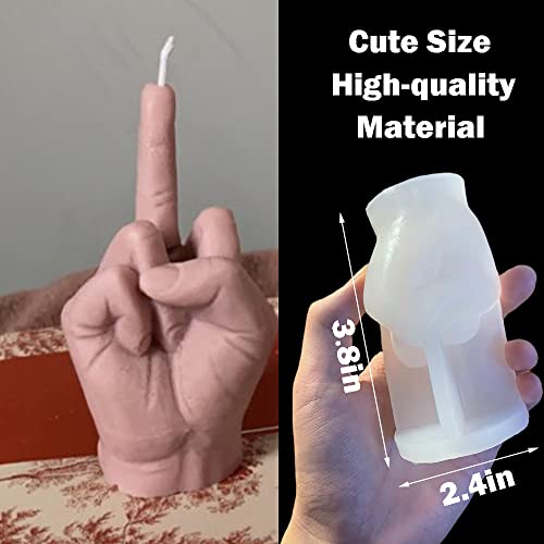 TOPYS 3D Hand Shaped Silicone Mold, 3.7in Gesture Candle Mold,Middle Finger Shaped Resin Casting Mould for Candle Making and Baking Making Soap Wax Cake Mousse Ice Cream