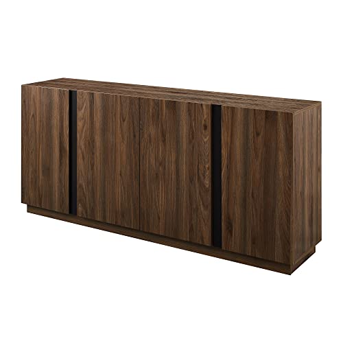 Walker Edison Liss Contemporary 4-Door Minimalist Sideboard, 70 Inch, Dark Walnut Walker Edison