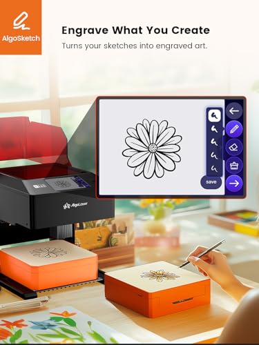 AlgoLaser 10W Portable Laser Engraver Machine: Smart Laser Engraver/Cutter with 3.5" Touchscreen & AlgoOS System - Hand Draw/Wireless Transmission/Offline - Laser Engraving for Wood,Metal,Glass AlgoLaser