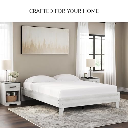Signature Design by Ashley Shawburn Modern Farmhouse Platform Bed, Queen, Whitewash Signature Design by Ashley